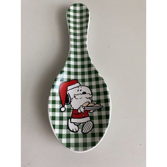 Peanuts Snoopy Santa Claus Cookies Christmas Santa Hat Spoon Rest Ceramic NEW - Picture 1 of 8